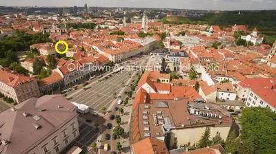 an aerial view of a city with buildings at Old Town Apartment Antokolskio in Vilnius