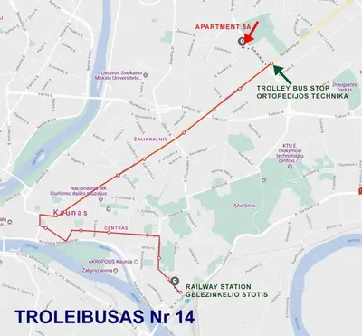 a map of the tulsius ni intersection at Apartment 5A in Kaunas