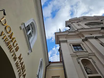 a building with the sky in the background at Domus Maria in Vilnius
