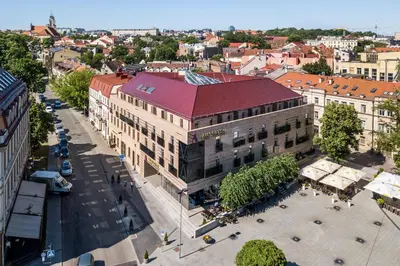 an overhead view of a building in a city at Amberton Cathedral Square Hotel Vilnius in Vilnius