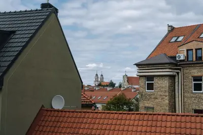 a view of the roofs of some buildings at Hotel Rinno in Vilnius