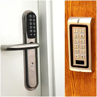 a close up of a door handle on a door at Angel Town Hall Apartments in Vilnius