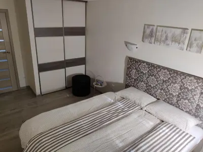 a bedroom with a bed in a room at Apartment Dalyce in Šiauliai