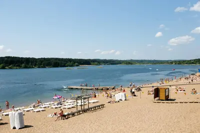 a beach with a lot of people on it at Lampedziai Apartment in Kaunas