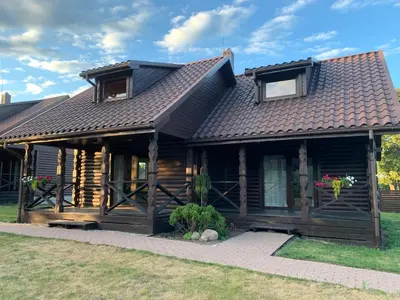 a log cabin with a roof at Graikinė in Kėdainiai