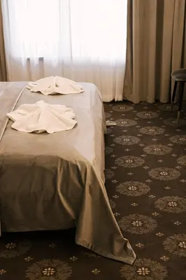 a hotel room with a bed with a sheet on it at Sodeliškių dvaro sodyba in Sodeliškiai