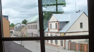 a view of a town from a window at Hotel-Restaurant Smilga in Kėdainiai