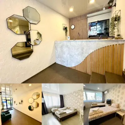 a collage of pictures of a living room and a kitchen at Savan House 