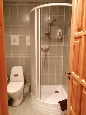a bathroom with a shower with a toilet and a shower at Idilė Bed & Breakfast - Visaginas in Visaginas