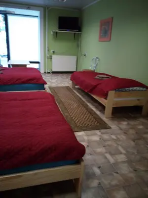 a room with two beds in a room at Anykštukas in Anykščiai