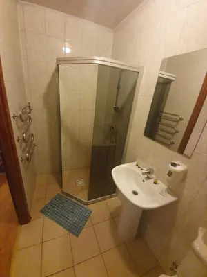 a bathroom with a shower and a sink at Pasienis in Pasvaliečiai