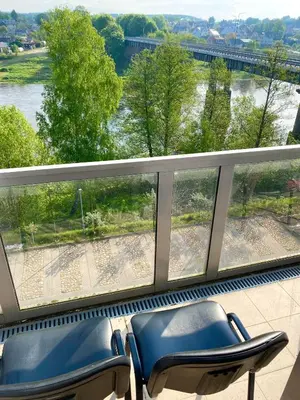 a view of a river from a train window at Rezidencija 