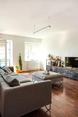 a living room with two couches and a tv at #inVilnius - Spacious & Bright 1BDR Apartment Shopping District in Vilnius