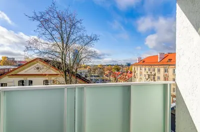 a view of a city from the top of a building at City View Apartment 57 in Vilnius