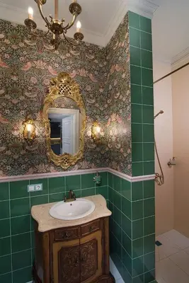 a bathroom with a sink and a mirror at Inner Blossom in Kaunas