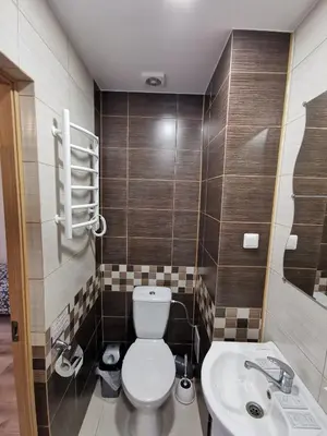 a bathroom with a toilet and a sink at Viešbutis Kelyje in Utena