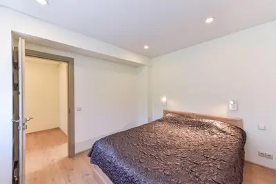 a bedroom with a bed in a room at Crystal Apartment in Druskininkai