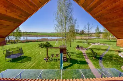 an overhead view of a park with a playground at Skliausčių laisvalaikio centras in Skliausciai