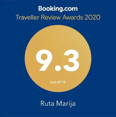 a yellow circle with the number on it at Ruta Marija in Druskininkai