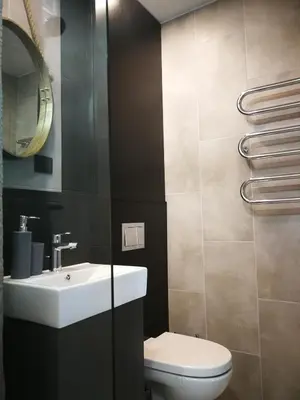 a bathroom with a white sink and a toilet at ERTA Anykščių Namai in Anykščiai