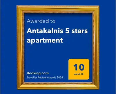 a picture frame with the words awarded to antikalls stars apartment at Antakalnis 5 stars apartment in Vilnius