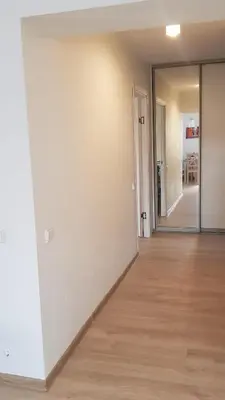 an empty room with a door and a wooden floor at Vacation in druskininkai in Druskininkai