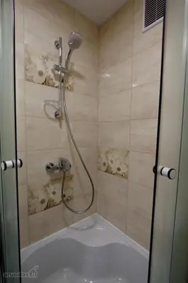 a bathroom with a shower and a bath tub at Lukšio Apartment in Šiauliai
