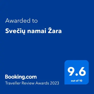 a screenshot of anesday manual zaraza with the text awarded to aady at Svečių namai Žara in Tytuvėnai