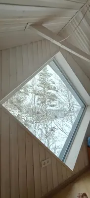 a window in the roof of a house at Lakefront house in Senoji Varėna in Varėna