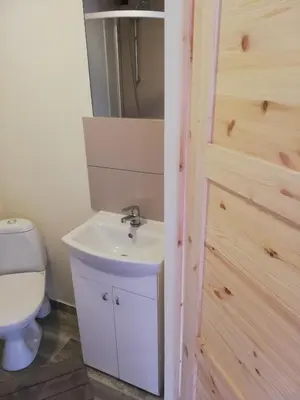 a bathroom with a sink and a toilet at VĖJO16 in Biržai