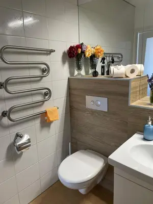 a bathroom with a toilet and a sink at Lake apartaments in Ignalina