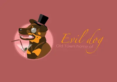 an image of a dog in a top hat and the words end day old town at Old Town home of Evil Dog in Vilnius