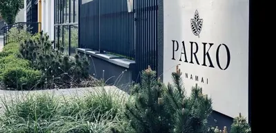 a sign for the entrance to a parula mall at Stay in Kaunas & Park House in Kaunas