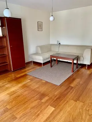 a living room with a couch and a table at Comfortable Stay in Siauliai in Šiauliai