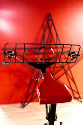 a red object sitting on top of a table at BDSM Red Apartments in Vilnius