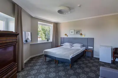 a hotel room with a bed and a window at Park Hotel Šiauliai SPA & Conference in Šiauliai