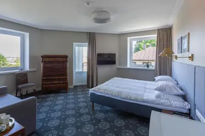 a hotel room with a bed and a desk at Park Hotel Šiauliai SPA & Conference in Šiauliai