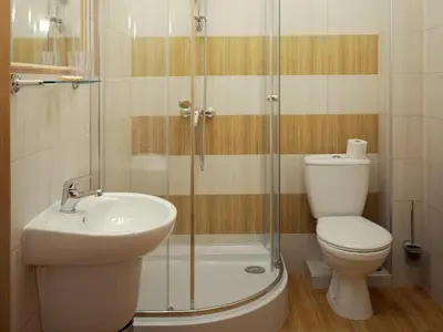 a bathroom with a shower and a toilet and a sink at Kamanos in Utena