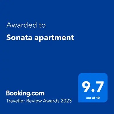 a blue screen with the text emailed to santa appointment at Sonata apartment in Panevėžys
