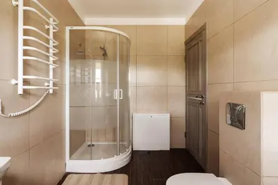 a bathroom with a shower and a toilet at 1 House Between two lakes in Vilnius