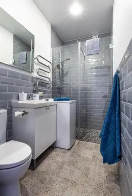 a bathroom with a toilet and a sink and a shower at à la fontaine in Druskininkai