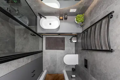a bathroom with a sink and a toilet in it at V33 cozy apartment in Druskininkai