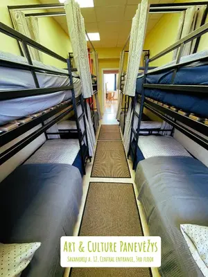 a group of bunk beds in a room at Art & Culture Panevėžys in Panevėžys