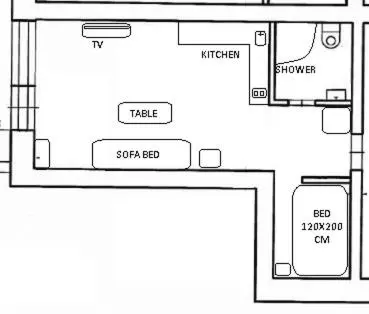 a floor plan of a small bathroom with a toilet at Elite Flats One bedroom in Utena