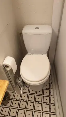 a bathroom with a toilet and a roll of toilet paper at kauno street home in Vilnius