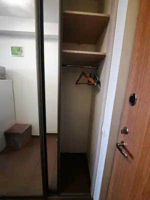 a closet with a mirror in a room at Cozy place in Žirmūnai 2 in Vilnius