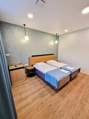 a bedroom with two beds in a room at Editos apartamentai in Jurbarkas