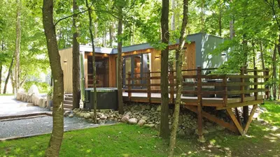 a tree house in the middle of the woods at Forest relax in Svedai