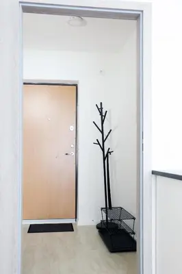 a room with a door and a vase in front of it at Naujai suremontuotas butas miesto centre. in Visaginas