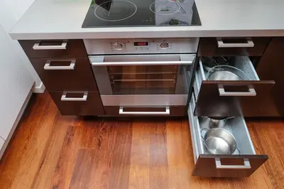 a kitchen with an oven and a counter top at #stayhere - Spacious Luxury Town Hall 3BDR Apartment in Vilnius